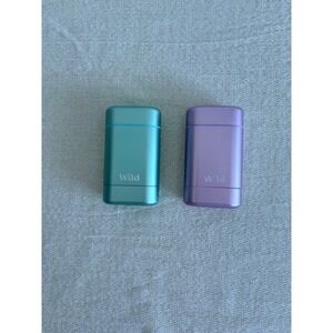 Wild Deodorant Cases 2 piece Aqua Purple new Refillable Aluminum Sustainable